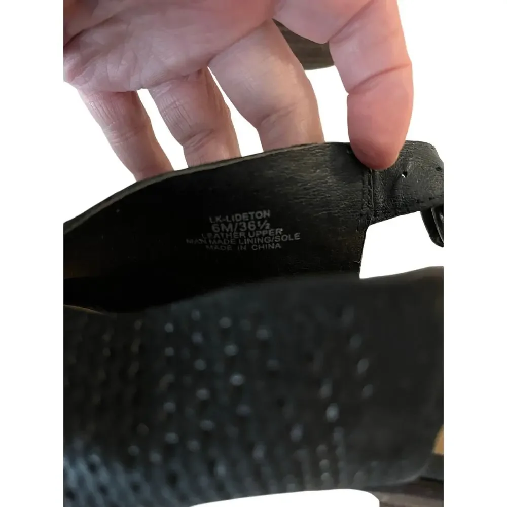 Lucky Brand | Size 6 Lideton Black Leather Mules Slingback Sandals